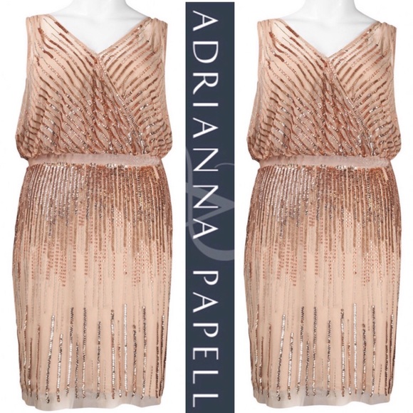 14W-24W Adrianna Papell Woman Size beaded dress - Picture 6 of 14